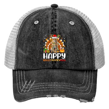Discover Cat Lover Halloween Christmas Happy Hallothanksmas Trucker Hats
