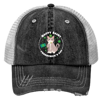 Discover Cat Happy St Purrrtricks Day Ireland Trucker Hats