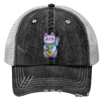 Discover Cute Helpful Maneki Neko Lucky Cat Trucker Hats