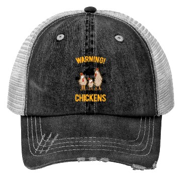 Discover Warning Chickens Farmer Chicken Trucker Hats