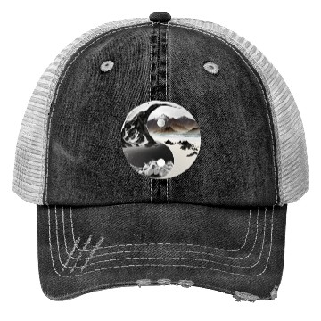 Discover Ying Yang - mountains - beach Trucker Hats