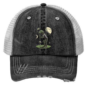 Discover Alien Playing Golf Golfer UFO Extraterrestrial Trucker Hats