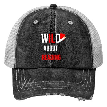 Discover Wild about reading dr teacher red and white stripe Trucker Hats