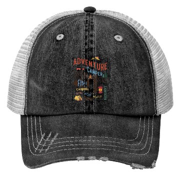 Discover Campfire Hiking Unwind Camping Relax forest fish Trucker Hats