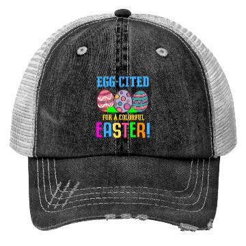 Discover Easter Colorful Egg Dye Rabbit Egg Hunt Trucker Hats
