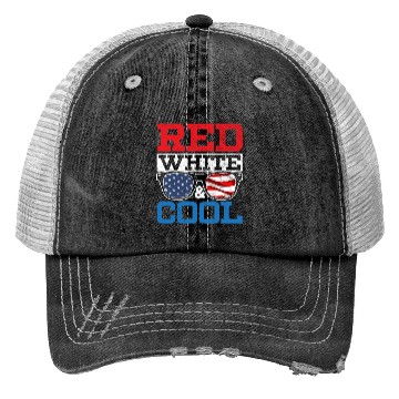 Discover Red White And Cool America USA Flag 4th Of July Trucker Hats