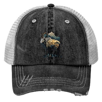 Discover a mountain goat lives in the mountains Trucker Hats