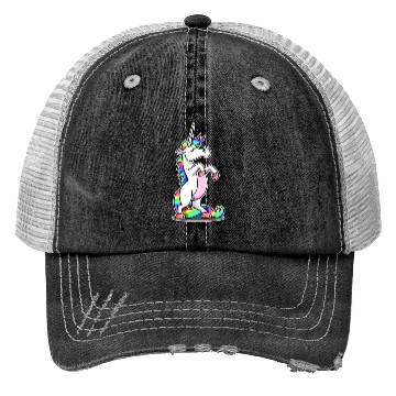 Discover A Unicorn With Rainbow-Colored Mane And Tail Trucker Hats