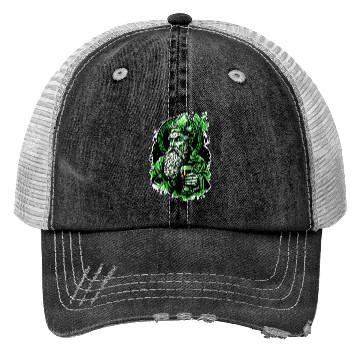 Discover Funny Drunk Saint Patrick drinking beer by gnarly Trucker Hats
