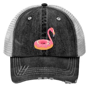 Discover Comic Pink Flamingo Sweet Donut Trucker Hats