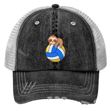 Discover Funny Volleyball Sloth Lover Trucker Hats