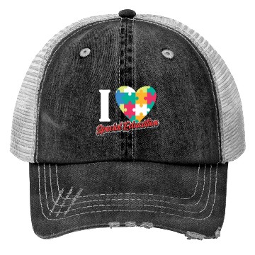 Discover I Love Special Education Sped Teacher Awareness Trucker Hats