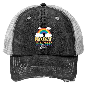 Discover Proud Teacher Gay Pride Teaching Rainbow Flag Trucker Hats