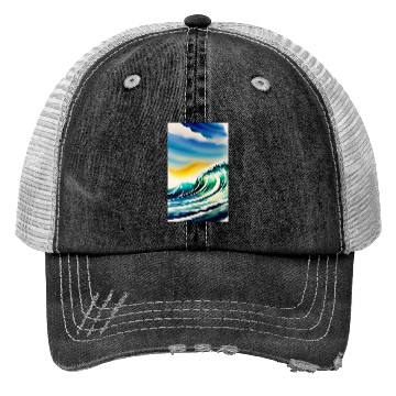 Discover Ocean Waves Painting Design Trucker Hats
