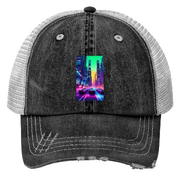 Discover Future City Cyber Cyberpunk Scifi Design Trucker Hats