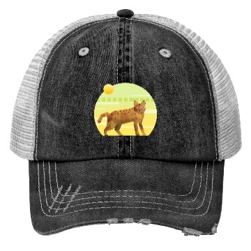 Discover Lynx Bobcat on Geometric Background Trucker Hats