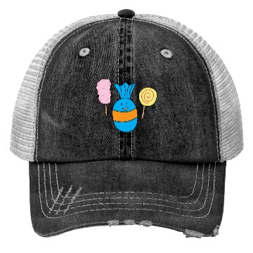 Discover Cute Candy Holding Lollipop And Cutton Candy Trucker Hats