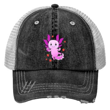 Discover Pastel Gothic Aesthetic Axolotl Strawberry Milk Trucker Hats