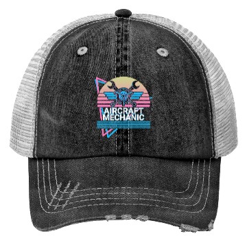 Discover Aircraft Mechanic Aviation Retro Gift Trucker Hats