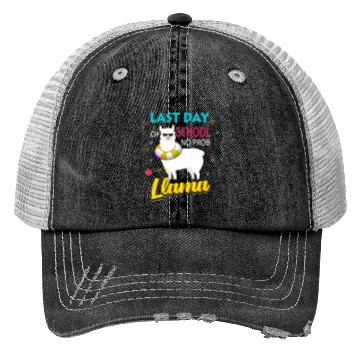 Discover Llama Last Day of School Teacher No Prob Trucker Hats