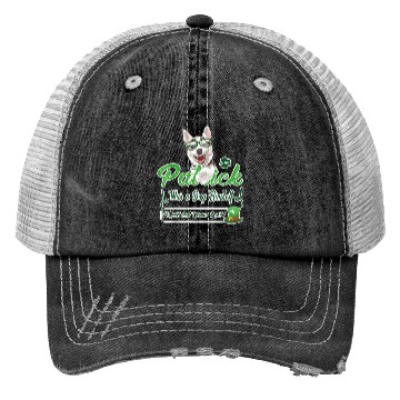 Discover Funny Husky Dog Breed Saint Patricks Day St Paddy Trucker Hats