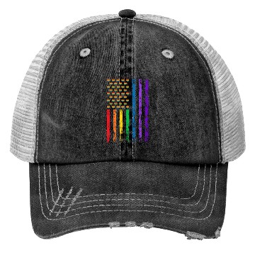 Discover American Flag Rainbow Heart Decor LGBT Pride Month Trucker Hats