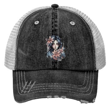 Discover Japanese Spider Lily Soft Anime Aesthetic Flower Trucker Hats