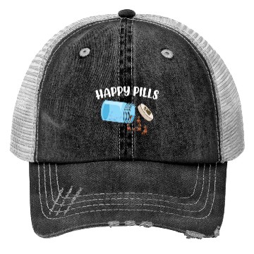 Discover Happy Pills Dachshund Funny Dog Lover Humor Pun Trucker Hats