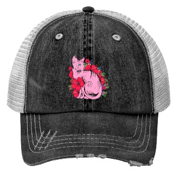 Discover Cat Owner Pet Kitten Sphynx Cat With Flowers Trucker Hats