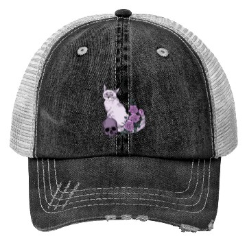 Discover Gothic Cat and Roses Trucker Hats