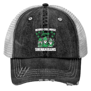 Discover Wound Care Nurse Shenanigans St. Patrick's Day Trucker Hats