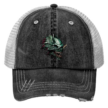 Discover Sharp toothed Menace A Scaly Green Monster Trucker Hats