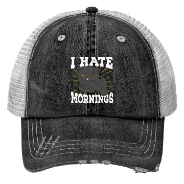 Discover I Hate Mornings Cat Long Sleeper Gift Trucker Hats