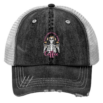 Discover Skeleton Drink Tired Mom needs Coffee Trucker Hats