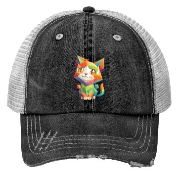 Discover Geometric Cat Funny Cat lover Math Trucker Hats