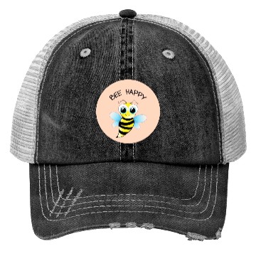 Discover BEE HAPPY - MENTAL HEALTH STICKER Trucker Hats