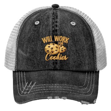 Discover Will Work For Cookies Biscuits Chocolate Sweet Trucker Hats
