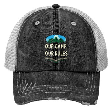 Discover Our Camp Our Rules Summer Wildlife Tropical Outdoo Trucker Hats