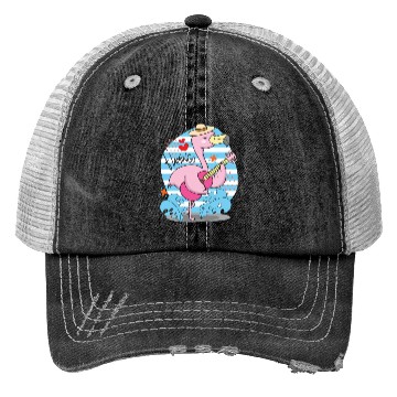 Discover Flamingo Playing Guitar Trucker Hats
