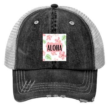 Discover Aloha Pink Hibuscus Pattern Trucker Hats