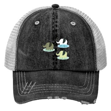 Discover Three elephants spraying water Trucker Hats