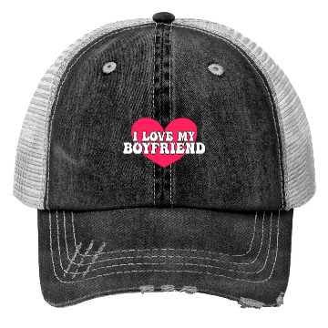 Discover I love my boyfriend Trucker Hats