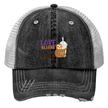 Discover Cute Lazy Sloth Boba Tea Sweet Bubble Tea Trucker Hats