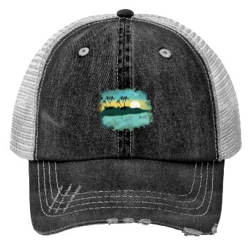 Discover Beach Sunset Watercolor Design Sublimation Art 2 Trucker Hats