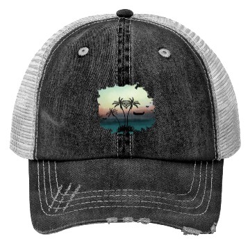 Discover Beach Sunset Watercolor Design Sublimation Art 3 Trucker Hats