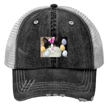 Discover Easter Bunny Cat Face Decor Trucker Hats
