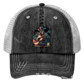 Discover cowboy skeleton play guitar Trucker Hats