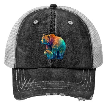 Discover Mother Bear and Cub Sublimation Graphic Wild 1 Trucker Hats