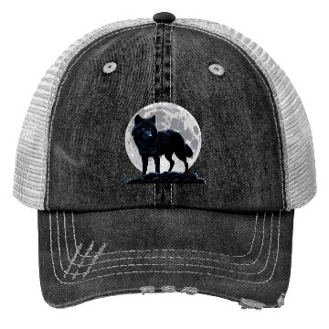 Discover Wolf howling at the moon graphic Trucker Hats