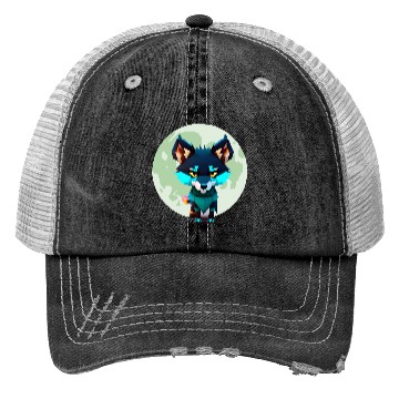 Discover Cute Wolf Moon Graphic Trucker Hats